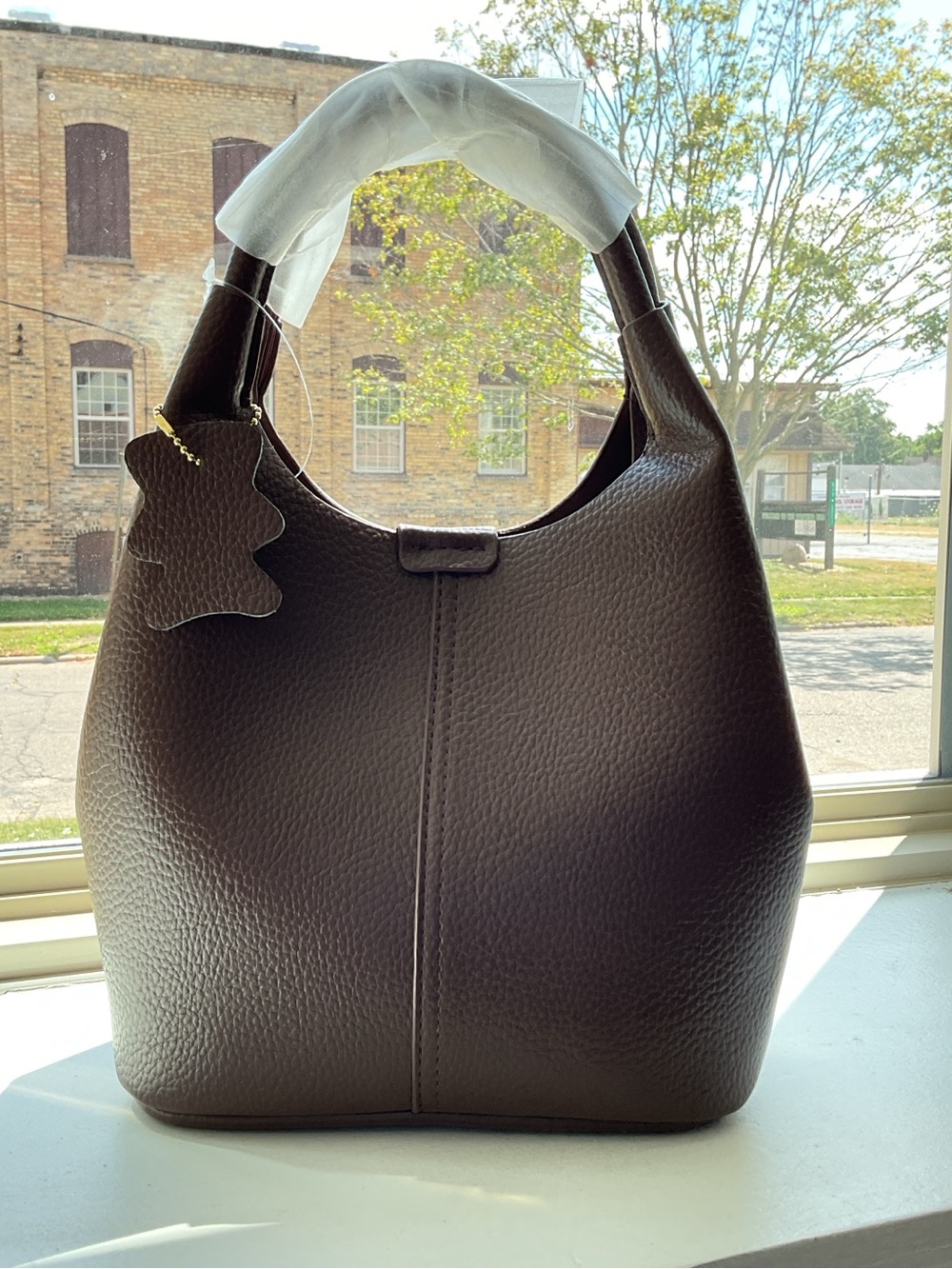 Classic Pebbled Hobo Bag in Dark Brown